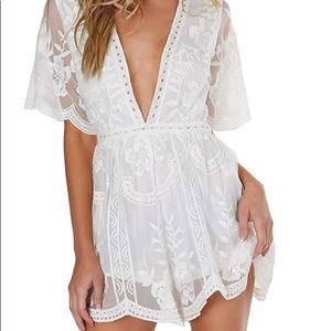 White Lace Romper - Medium